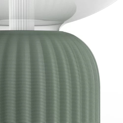 Lightguide ellipse + dome table lamp (sage)